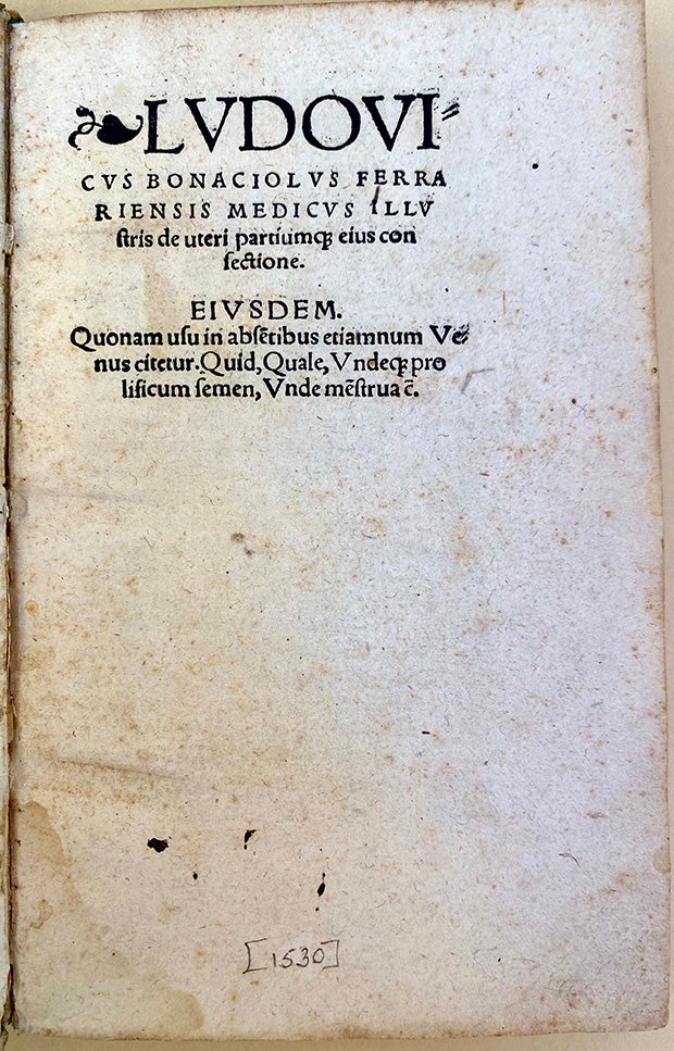 Book Id: 45498 De uteri partiumque eius confectione. Luigi Bonaccivoli.