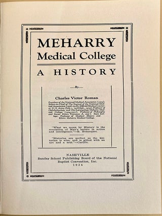 Book Id: 45534 Meharry Medical College: A history. Charles Victor Roman