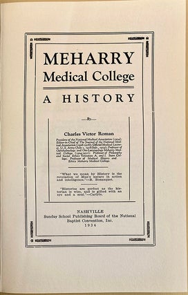 Book Id: 45534 Meharry Medical College: A history. Charles Victor Roman