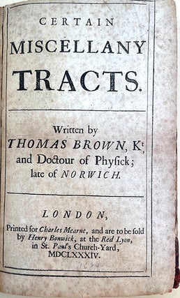 Book Id: 46285 Certain miscellany tracts. Presentation inscription from Harvey...