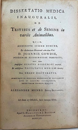 Book Id: 46291 Dissertatio medica inauguralis, de testibus et de semine in...