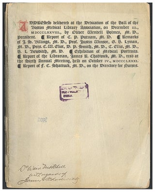 Book Id: 46629 Address delivered at the dedication of the hall of the Boston...