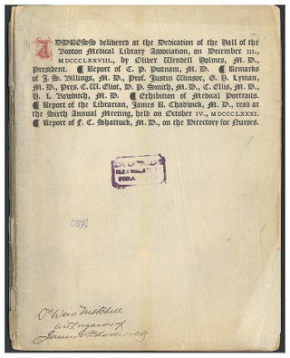 Book Id: 46629 Address delivered at the dedication of the hall of the Boston...