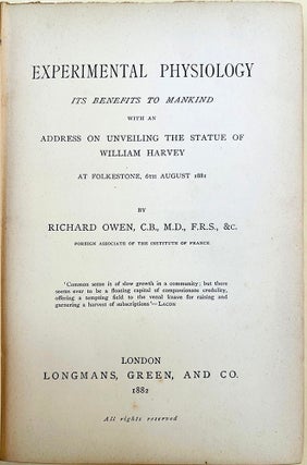 Book Id: 48899 Experimental physiology: Its benefits to mankind. Richard Owen