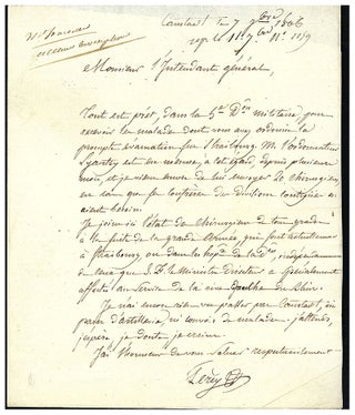 Book Id: 48908 Autograph letter signed to "l'Intendant général" [Claude Louis...