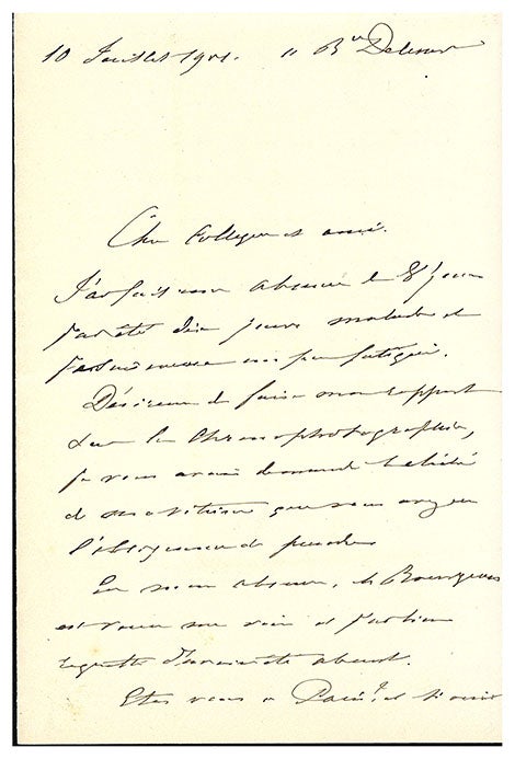 Book Id: 48912 Autograph letter signed, plus photogravure portrait. Etienne Jules Marey.