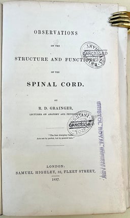 Book Id: 50568 Observations on the structure and functions of the spinal cord....