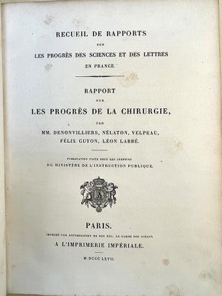 Book Id: 50761 Rapport sur les progr&egrave;s de la chirurgie. P. Ricord copy....