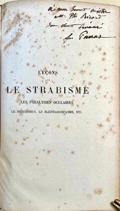 Book Id: 50766 Leçons sur le strabisme . . . Insc. to P. Ricord. Photinos Panas