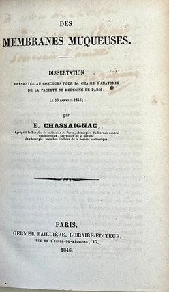 Des membranes muqueuses B/W Histoire générales des membranes séreuses et. E. Chassaignac, Édouard Gelez.