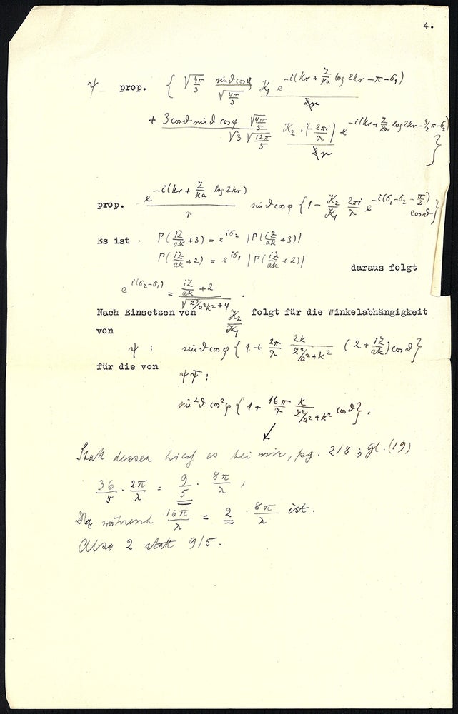 Book Id: 50977 Zusatz von G. Schur. Typescript with manuscript additions in Schur's hand; title and note in Sommerfeld's hand. Arnold Sommerfeld, G. Schur.