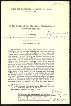 Book Id: 50996 On the origin of the abundance distribution of chemical elements....