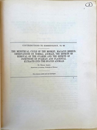 Collection of 13 Carnegie Institute "Contributions to embryology" from Hammond's library