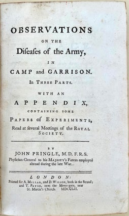 Book Id: 51389 Observations on the diseases of the army. HFN copy. John Pringle