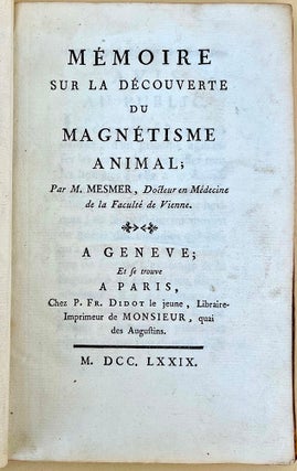 Book Id: 51392 Mémoire sur la découverte du magnétisme animal. Franz Mesmer