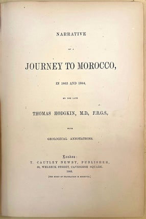 Book Id: 51617 Narrative of a journey to Morocco, in 1864 and 1864. Thomas Hodgkin