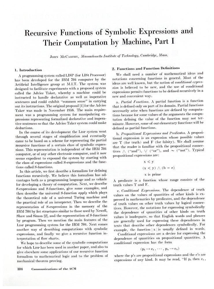 Recursive functions of symbolic expressions and their computation by ...