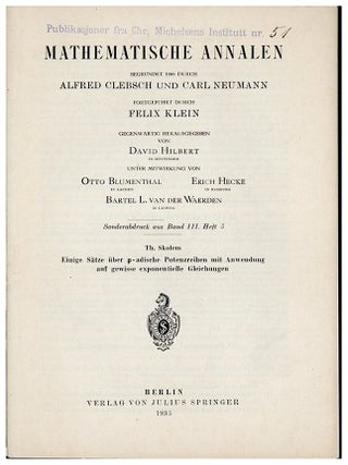 Collection of 26 offprints on mathematics and mathematical logic, from the library of Martin Davis