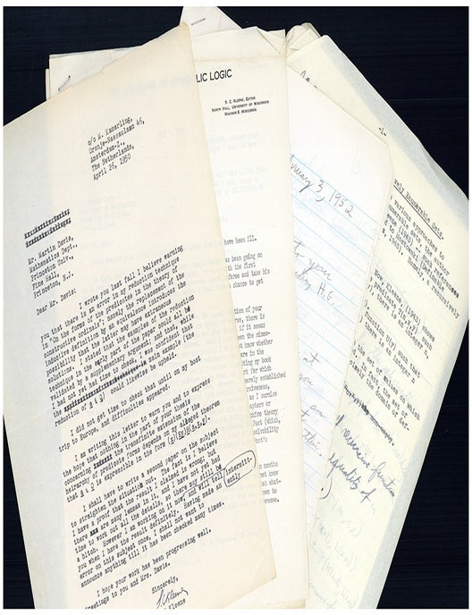 Book Id: 51696 8 typed letters signed to Martin Davis, plus 2 drafts of one of Davis's replies. Stephen C. Kleene.