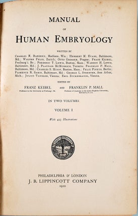 Book Id: 51825 Manual of human embryology. 2 vols. Original cloth. Very good...