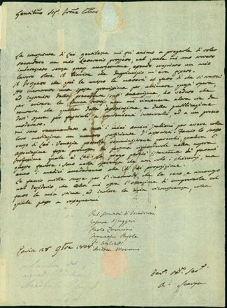 Book Id: 6765 Autograph letter signed to [Francesco] Aglietti in Italian. Antonio Scarpa.
